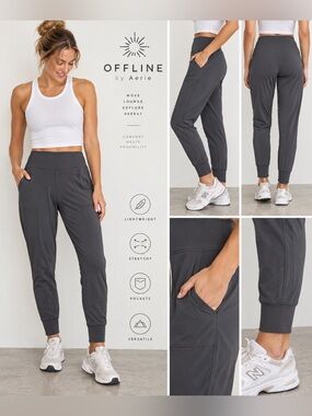 OFFLINE by Aerie Gray High Rise Jogger Pants Size M Pocketed